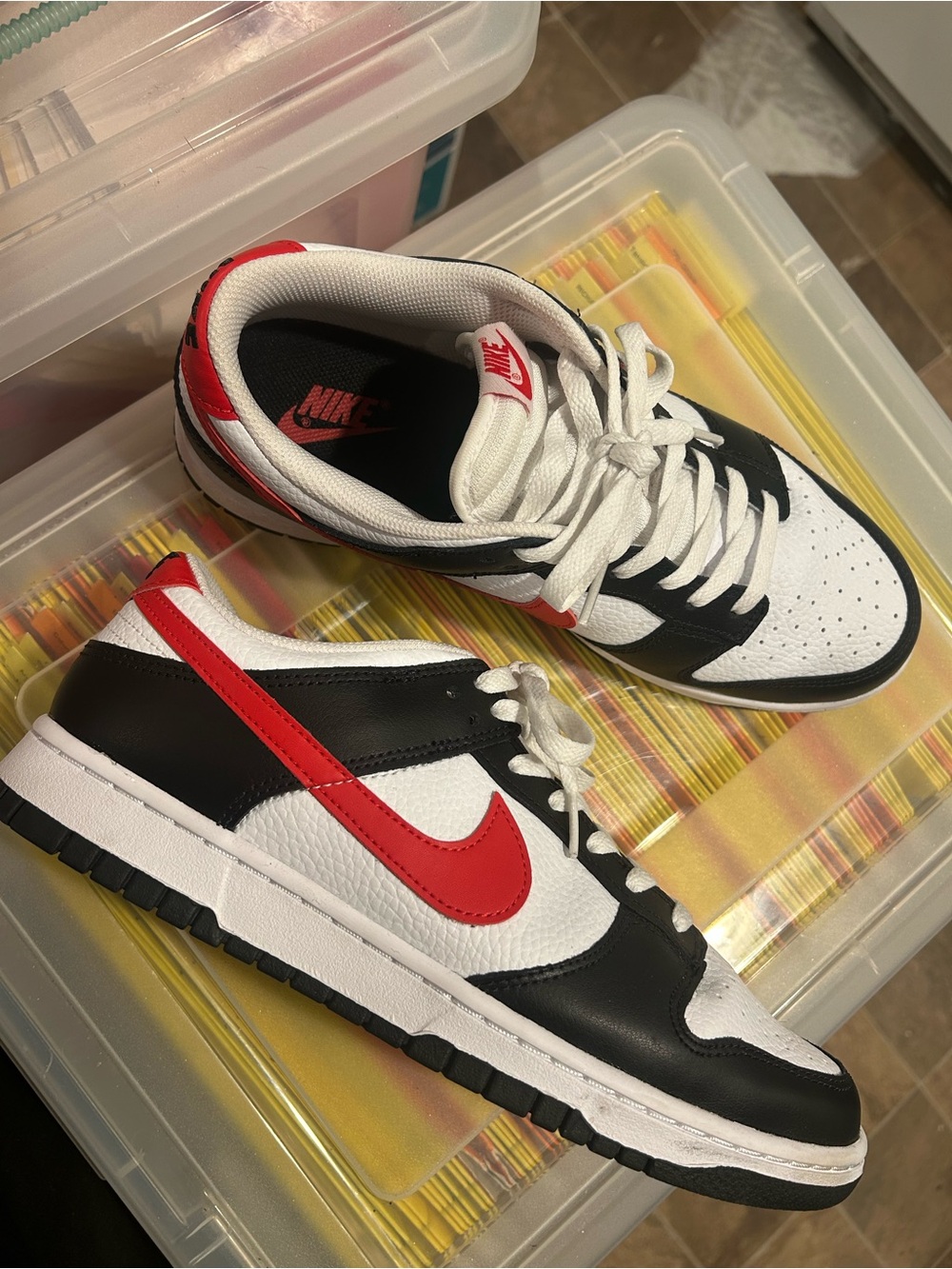 Nike Red Panda Dunk Low - White, Black & Red